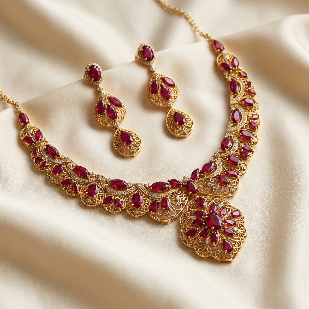 Jewellery necklace and earrings